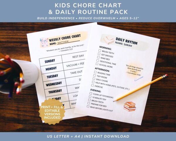Kids Chore Chart & Daily Routine Pack