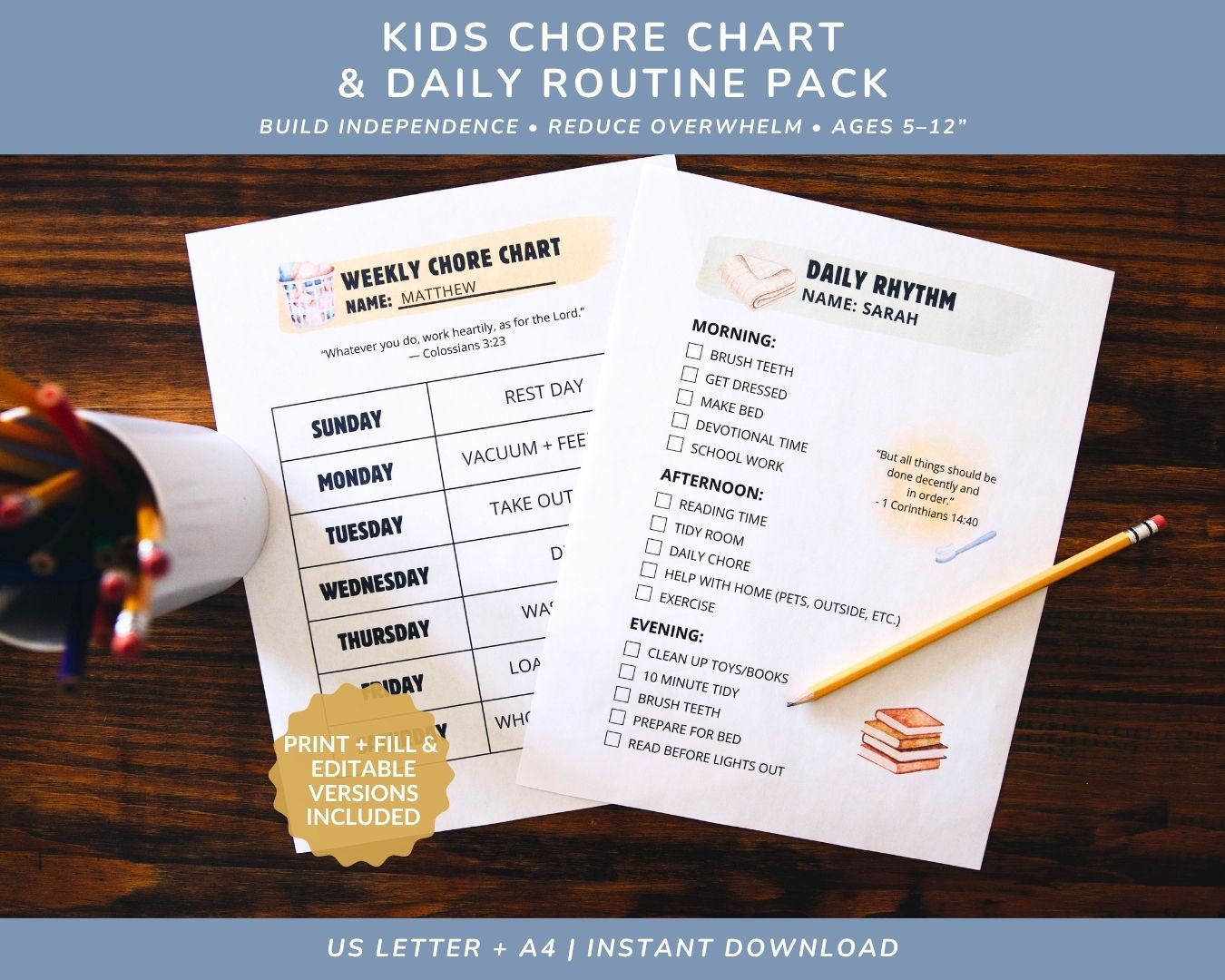 Kids Chore Chart & Daily Routine Pack